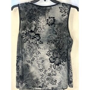 Serenade New York Woman Floral Tank Top‎ Sleeveless Blouse Casual Gray 2X